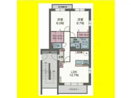 シャンシュッド(2LDK/4階)の間取り写真