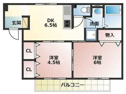 ウイングハイツ(2DK/1階)の間取り写真
