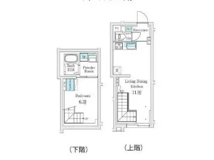 FIKA代々木上原(1LDK/1階)の間取り写真