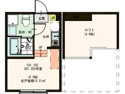 SKY LAND III(ワンルーム/2階)の間取り写真