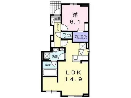 プラシード矢吹(1LDK/1階)の間取り写真