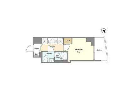 プライマル戸越銀座(1K/3階)の間取り写真