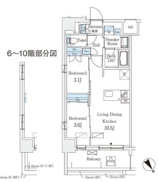エル・セレーノ横浜(2LDK/4階)の間取り写真