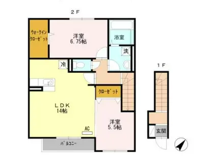 カーミー・呉竹(2LDK/2階)の間取り写真