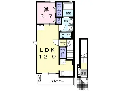 ノール・ラヴァンI(1LDK/2階)の間取り写真