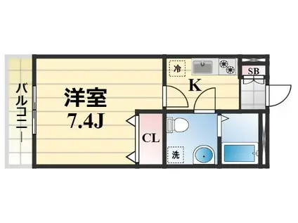 セカンドベル桜木北(1K/2階)の間取り写真