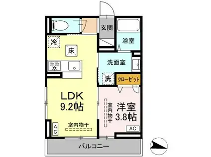 レンブランサ湘南台(1LDK/1階)の間取り写真