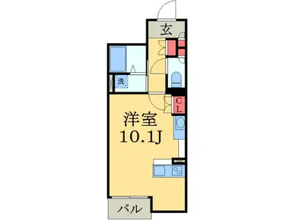 ミランダグルージアII(ワンルーム/1階)の間取り写真