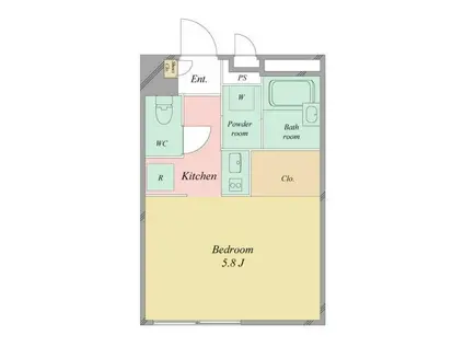 プランドール鶴間(ワンルーム/2階)の間取り写真