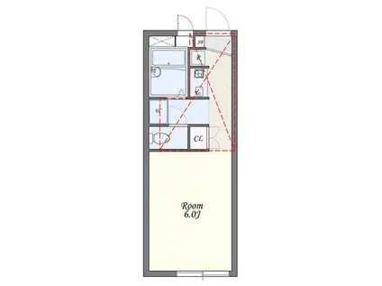 ヴィラ三橋(1K/2階)の間取り写真