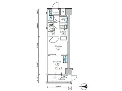 プライマル門前仲町(2K/1階)の間取り写真