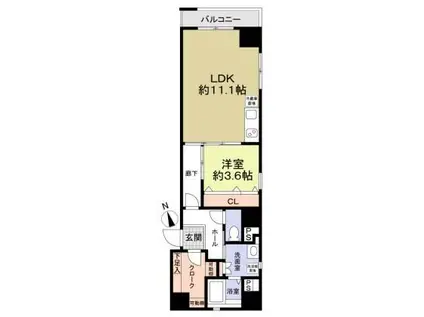 レジス飛鳥山公園(1LDK/4階)の間取り写真