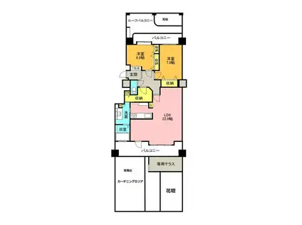 ダイアパレスガレリアシティウエストウィング(2LDK/1階)の間取り写真
