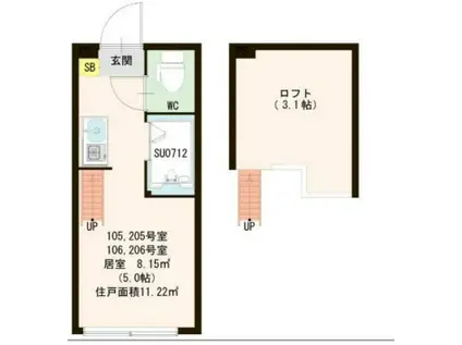 ハーモニーテラス駒込(ワンルーム/2階)の間取り写真