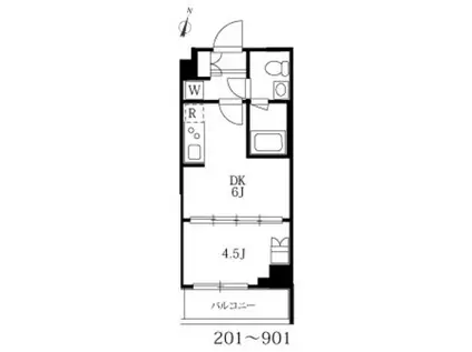 ハーモニーレジデンス095(1DK/3階)の間取り写真
