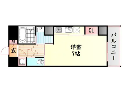 ジュネーゼグラン上本町(ワンルーム/9階)の間取り写真