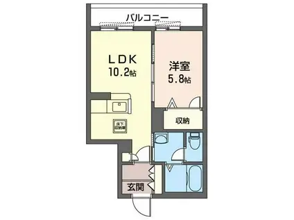 ミルティーユ武蔵新城(1LDK/1階)の間取り写真