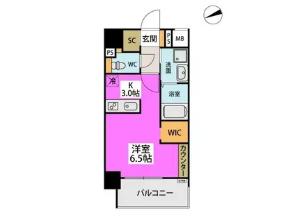 アスミール野芥(ワンルーム/10階)の間取り写真