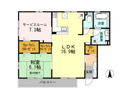 シャトーUMAKAWA(2LDK/1階)の間取り写真
