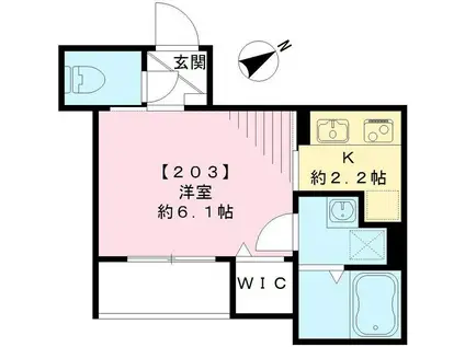 ポウドカープ.M(1K/2階)の間取り写真