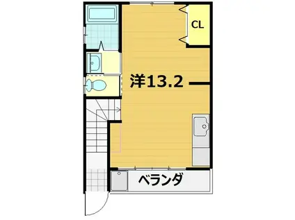 ハウスM(ワンルーム/2階)の間取り写真