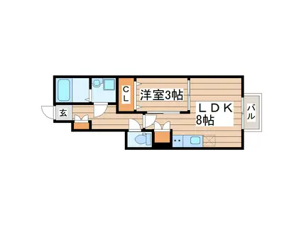 MERIAIII(1LDK/1階)の間取り写真