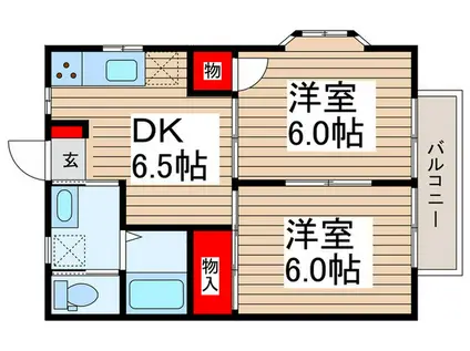 メゾン・ド・ブランシュ(2DK/2階)の間取り写真