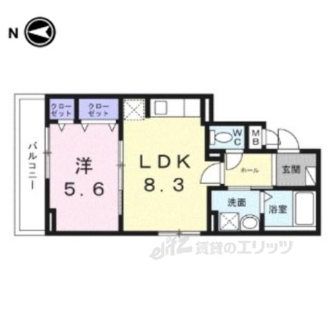 ヒカルサ京都大宮中林Ⅱ(1LDK/3階)の間取り写真