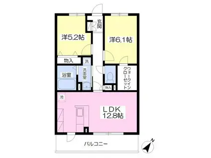 CASA FORTE(2LDK/1階)の間取り写真