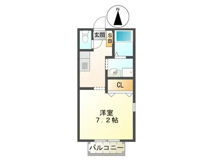 プリシェール平田(1K/2階)の間取り写真