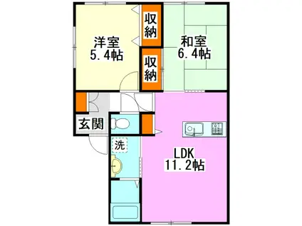 メゾン蛍ヶ丘(2LDK/1階)の間取り写真