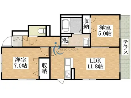 シャーメゾン真弥(2LDK/1階)の間取り写真