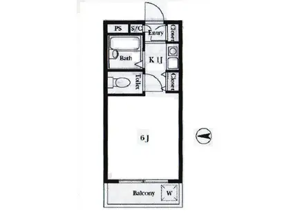 レスポワール中馬込(1K/4階)の間取り写真