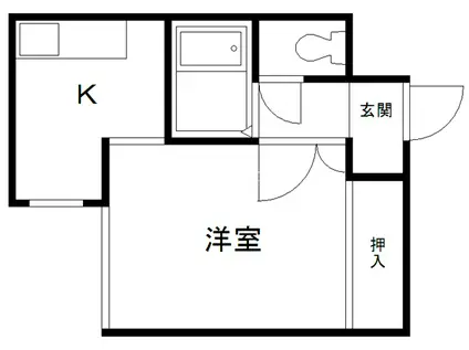 サンハイツ青森(1K/2階)の間取り写真