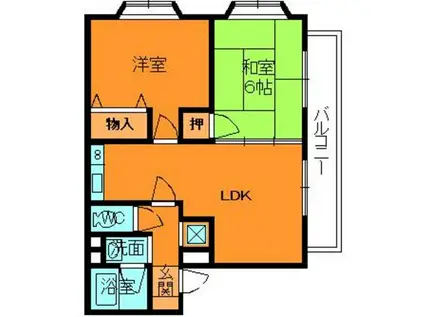 サクセス斑鳩(2LDK/2階)の間取り写真