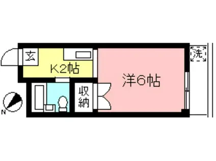 ルミネール荻野(1K/1階)の間取り写真