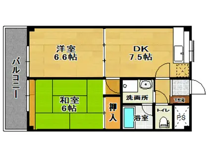 プルミエール香久池公園(2DK/4階)の間取り写真