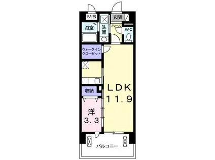 レジデンス ポプラ(1LDK/4階)の間取り写真