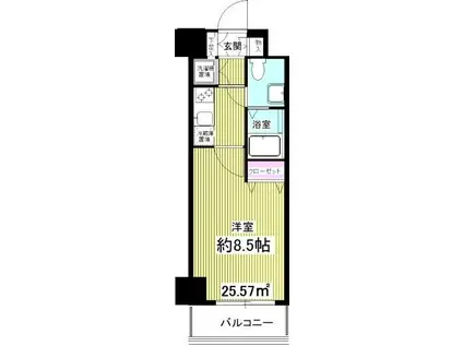 グランフォース習志野(ワンルーム/8階)の間取り写真