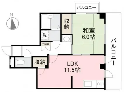 CRANE番町(1LDK/5階)の間取り写真