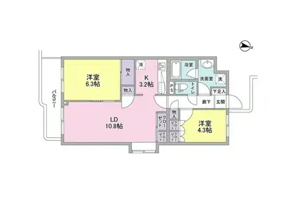 アプリーテ梶ヶ谷(2LDK/3階)の間取り写真