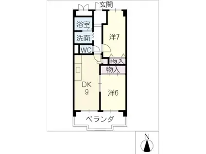 パティオクラブ滝ノ水(2LDK/2階)の間取り写真