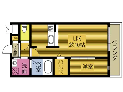 オーグヴィレッジ下郡北(1LDK/1階)の間取り写真