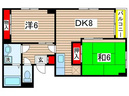 ウィンドコート松波(2DK/3階)の間取り写真