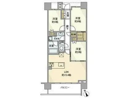 THEパームス祐天寺マスタープレイス(3LDK/6階)の間取り写真