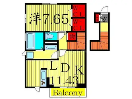 シャルマン梅島(1LDK/2階)の間取り写真