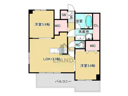 BPRレジデンス高宮(2LDK/7階)の間取り写真