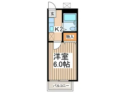 サウスゲイトビラ(1K/2階)の間取り写真