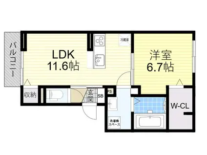 グリーンスコープD-ROOM2(1LDK/3階)の間取り写真