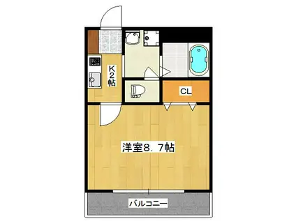 UN CASTELLO二条(1K/3階)の間取り写真